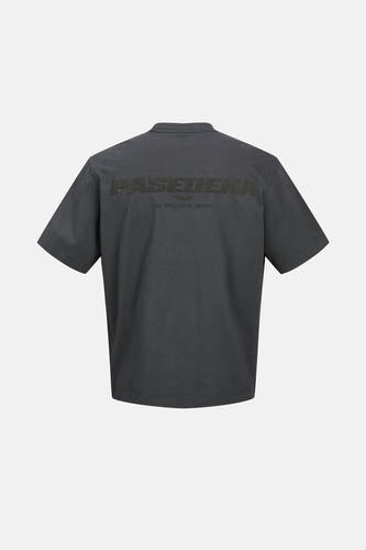 T-shirt gris à manches courtes de CORE BY JACK & JONES, avec un imprimé texte au dos.