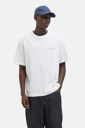 T-shirt blanc à manches courtes d'ORIGINALS BY JACK & JONES, avec un imprimé d'un cowboy sur un cheval.