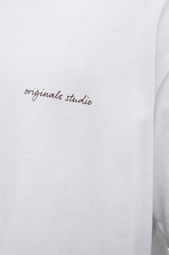 T-shirt blanc à manches courtes d'Originals by JACK & JONES, avec un logo brodé.