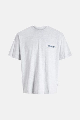 T-shirt gris à manches courtes de CORE BY JACK & JONES, avec petit logo sur la poitrine.