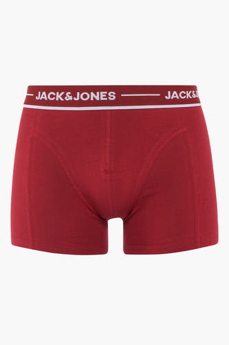 Shorts de boxeur rouge d'ACCESSORIES BY JACK & JONES, avec une ceinture élastique à logo de marque.