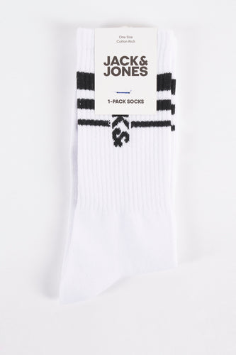 Witte Jack & Jones sok met zwarte strepen.