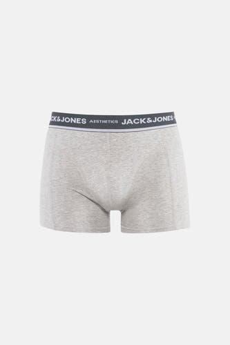Boxer short gris d'ACCESSORIES BY JACK & JONES, avec le nom de la marque sur la bande élastique.