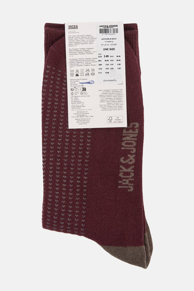 Chaussettes rouges d'ACCESSORIES BY JACK & JONES, avec un motif gris subtil et une bordure confortable.