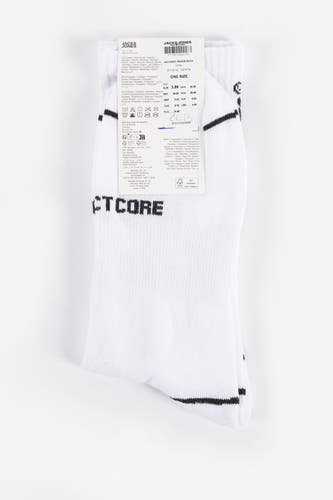 Witte sokken van ACCESSORIES BY JACK & JONES, met een zwarte streep en merklogo detail.

