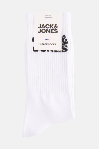 Chaussettes blanches d'ACCESSORIES BY JACK & JONES, avec une texture rayée et un étiquette de marque.