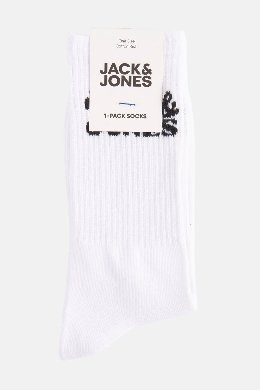 Chaussettes blanches d'ACCESSORIES BY JACK & JONES, avec une texture rayée et un étiquette de marque.