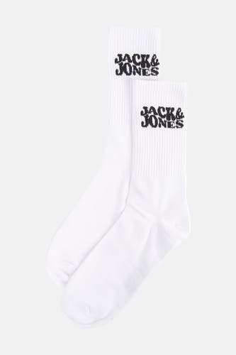 Witte sokken van ACCESSORIES BY JACK & JONES, met logo, geribbeld patroon en rekbare stof.
