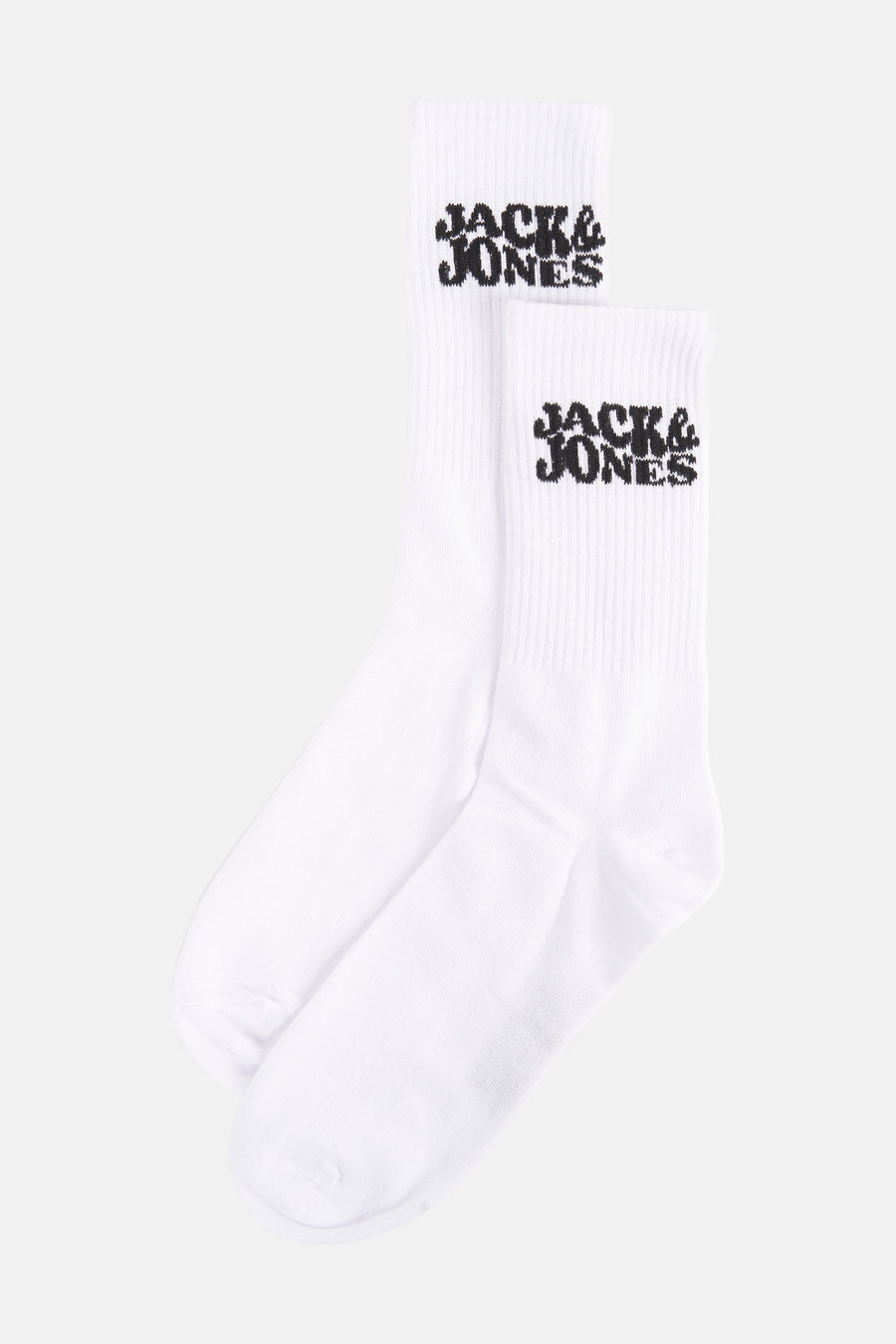 Witte sokken van ACCESSORIES BY JACK & JONES, met logo, geribbeld patroon en rekbare stof.