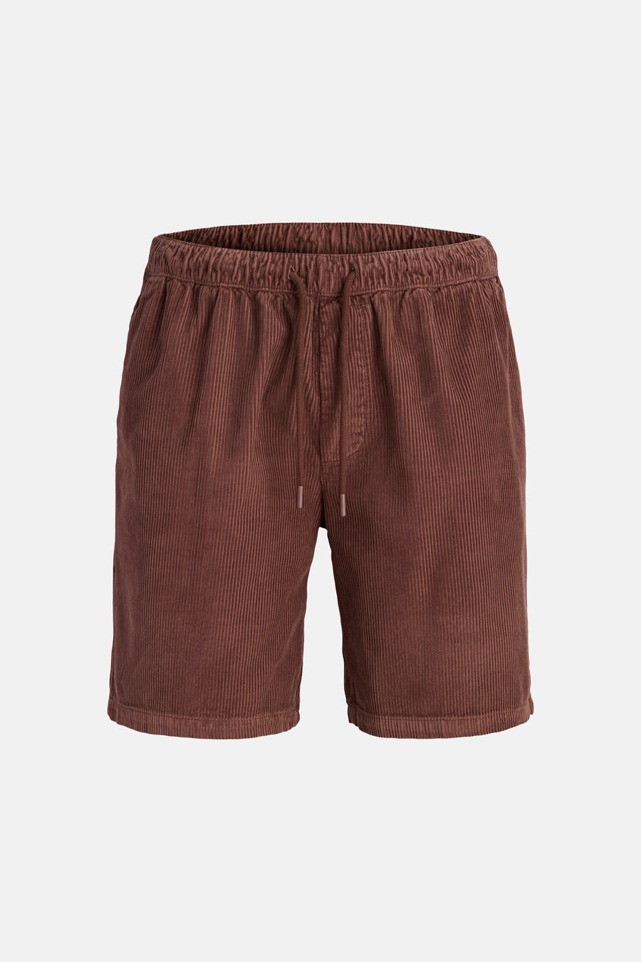 Bruine corduroy shorts van JACK & JONES JEANS INTELLIGENCE met elastische taille en trekkoord, front view