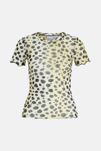 T-shirt jaune à manches courtes de JJXX, avec un motif à carreaux et une bordure noire.