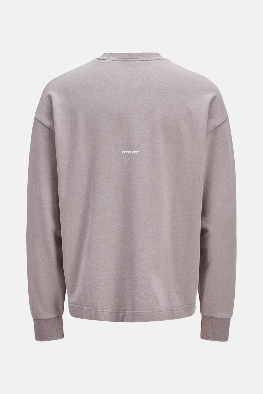 Paarse sweater met ronde hals van CORE BY JACK & JONES, achterkant weergegeven, effen en met ribgebreide manchetten.