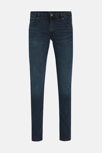 Jean bleu marine droit de JACK & JONES JEANS INTELLIGENCE, couleur unie, texture denim classique.