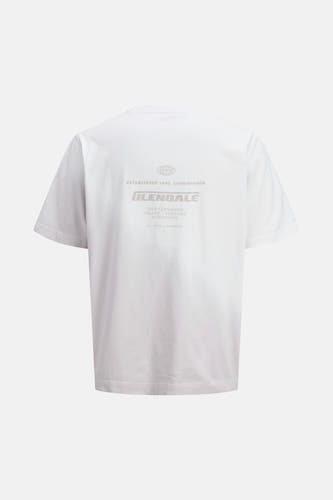 T-shirt blanc à manches courtes de CORE BY JACK & JONES, avec une impression graphique sur le dos.