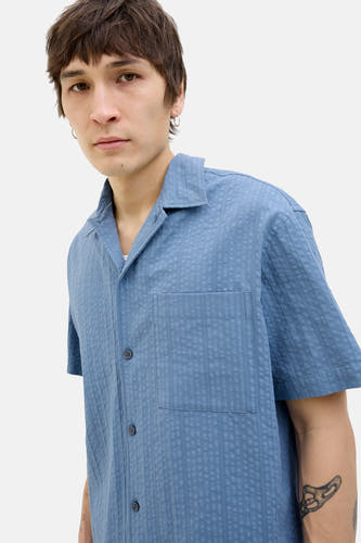 Chemise bleue à manches courtes de PREMIUM BLUE par JACK & JONES, avec boutons et poche po.