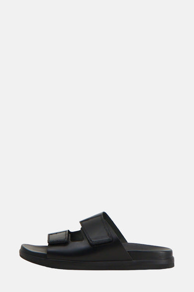 Chaussons noirs d'ACCESSORIES BY JACK & JONES, avec deux bandes sur le dessus.