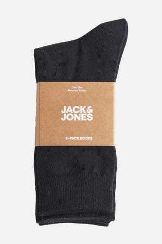 Chaussettes noires d'ACCESSORIES BY JACK & JONES, emballées avec une bande brun.