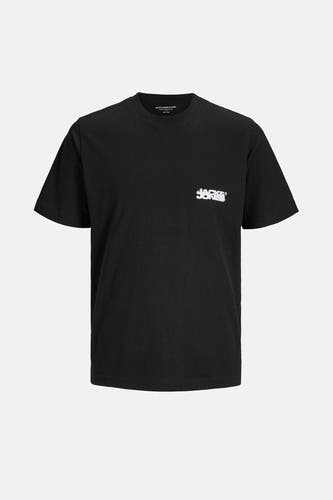 Zwart T-shirt met korte mouwen van CORE BY JACK & JONES, met een klein logo op de borst.