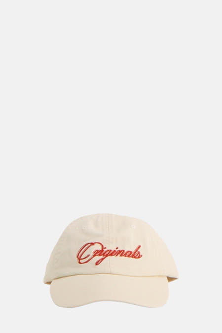 Tissu écru de ACCESSORIES BY JACK & JONES, avec une inscription brodée rouge 'Originals'.