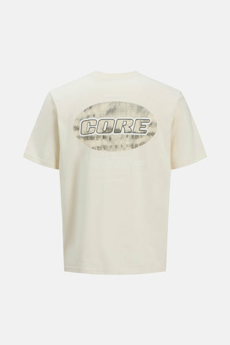 Crèmekleurig T-shirt met "CORE" print op de rug.