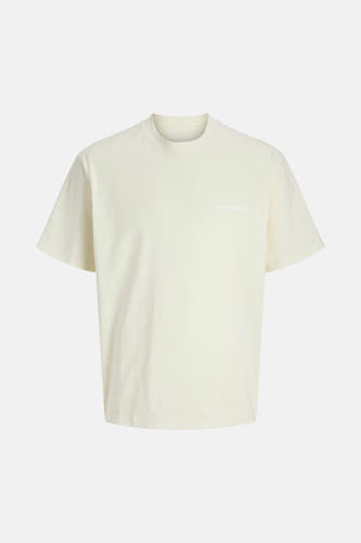 T-shirt écru à manches courtes de CORE BY JACK & JONES, avec un imprimé "Palm Valley" sur le dos.