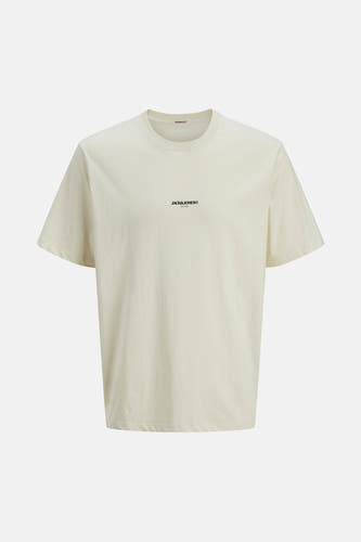 T-shirt écru à manches courtes d'ORIGINALS BY JACK & JONES, avec un petit logo sur la poitrine.