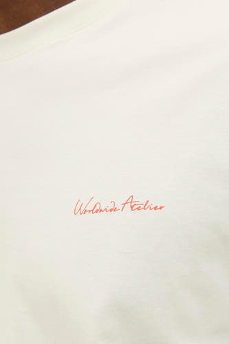 T-shirt écru à manches courtes d'ORIGINALS BY JACK & JONES, avec une subtile impression de signature.