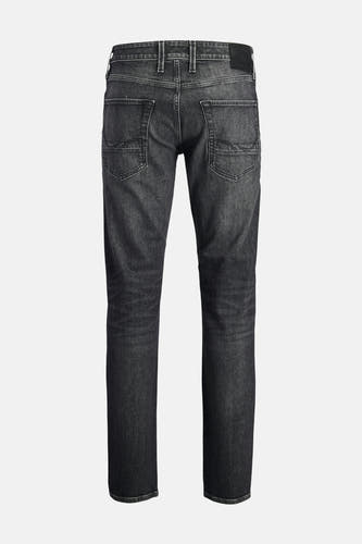 Jean droit en denim gris foncé, de JACK & JONES JEANS INTELLIGENCE, avec des poches arrière et des passants, vue arrière.
