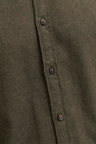 T-shirt vert de manches longues d'ORIGINALS BY JACK & JONES, avec une subtile texture et un col à boutons.