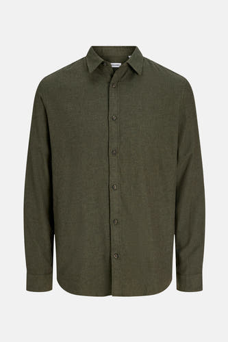 Chemise verte à manches longues d'ORIGINALS BY JACK & JONES, avec col boutonné et texture subtile.