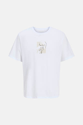 T-shirt blanc à manches courtes de CORE BY JACK & JONES, avec une image de crânes.