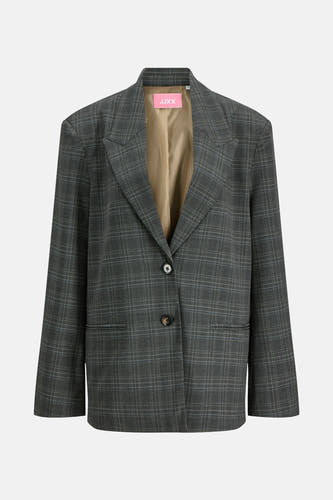 Blazer gris de JJXX avec un motif à carreaux, des revers et une fermeture à boutons.