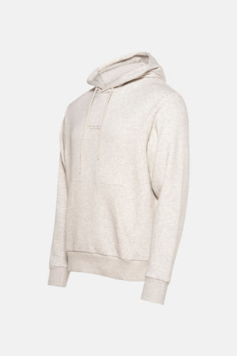 Beige sweater met kap van ORIGINALS BY JACK & JONES, met een kleine print en een kangoeroezak.