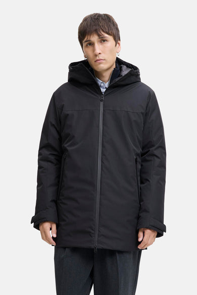 Veste noire d'ORIGINALS BY JACK & JONES, avec capuche et fermeture éclair.