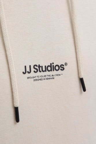 Gilet beige avec capuche de Core by Jack & Jones, avec cordon et impression logo.