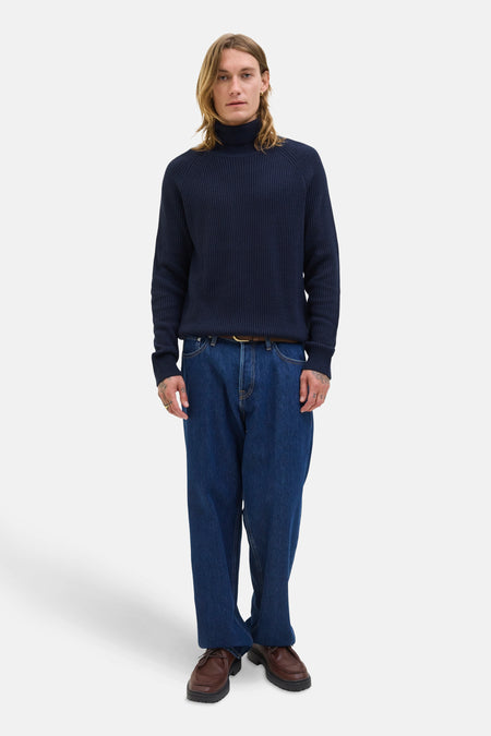 Pull à col roulé - bleu