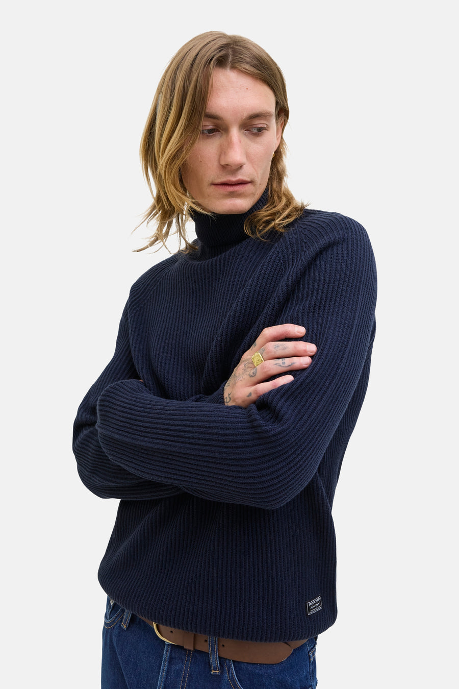 Pull à col roulé - bleu - PREMIUM by JACK & JONES