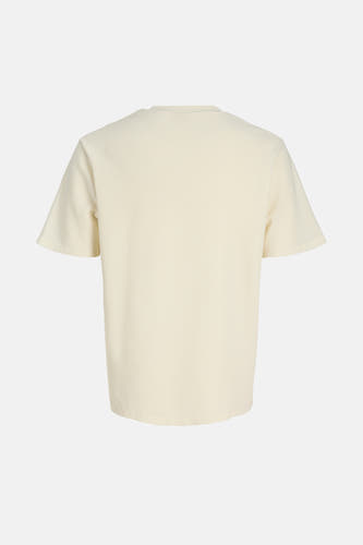 T-shirt beige à manches courtes de CORE BY JACK & JONES, avec une subtile texture côtelée.