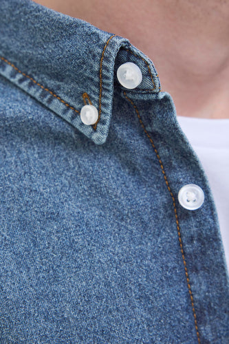 Chemise en jean - mid blue denim - JJREBEL