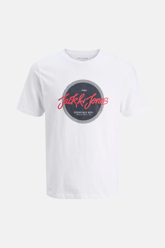 T-shirt blanc à manches courtes d'ORIGINALS BY JACK & JONES, avec col rond et impression de logo.