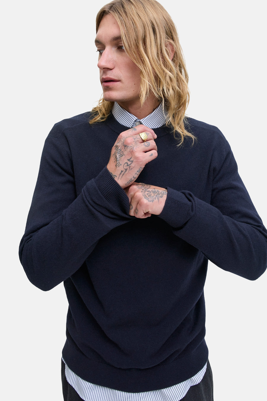 Pull à col rond - bleu - PREMIUM by JACK & JONES