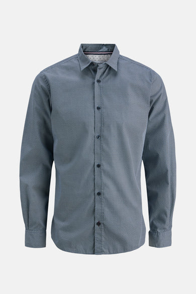 Chemise bleue à manches longues de PREMIUM by JACK & JONES, avec un motif géométrique subtil.