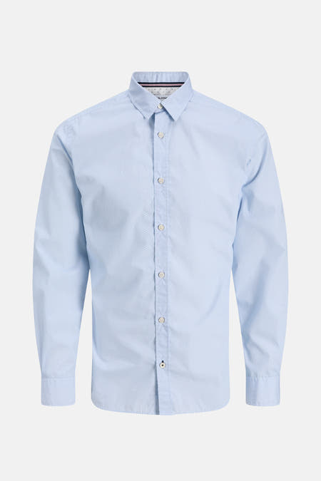 Chemise bleue à manches longues de PREMIUM by JACK & JONES, motif fin et col boutonné.