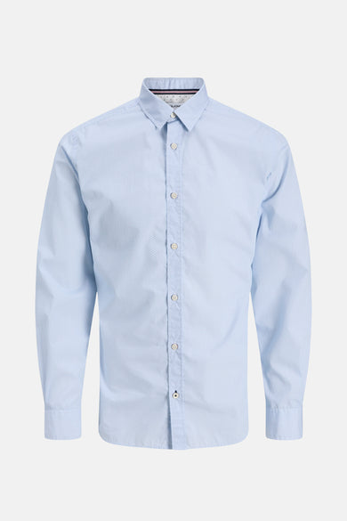 Chemise bleue à manches longues de PREMIUM by JACK & JONES, motif fin et col boutonné.