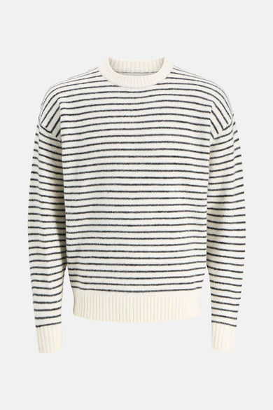T-shirt écru avec col rond d'ORIGINALS par JACK & JONES, à un motif rayé.