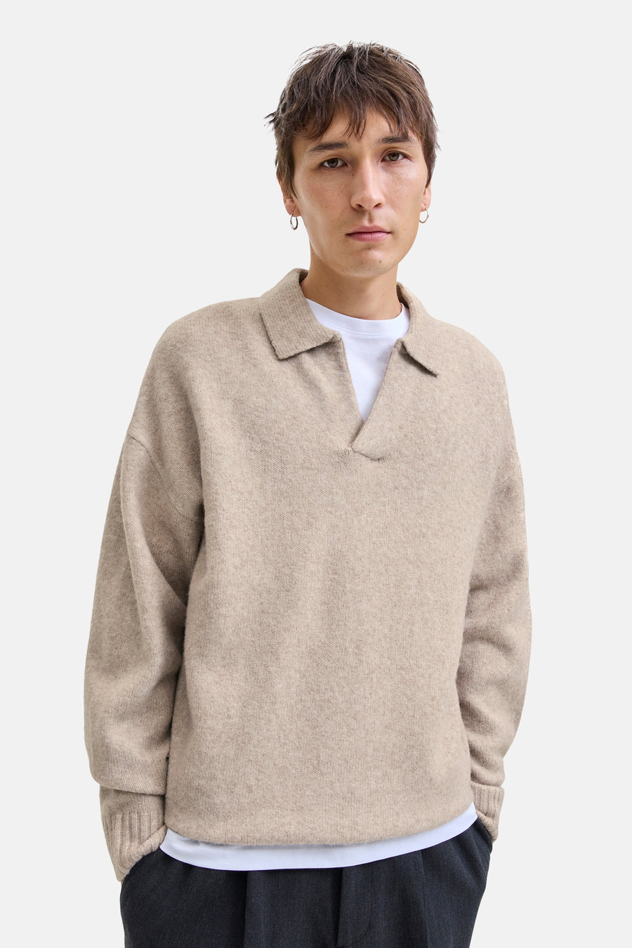 Pull à col en V - beige - ORIGINALS BY JACK & JONES - 6