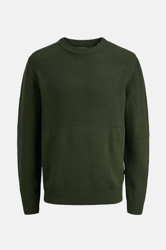T-shirt vert avec col rond de CORE BY JACK & JONES, avec une subtile texture.