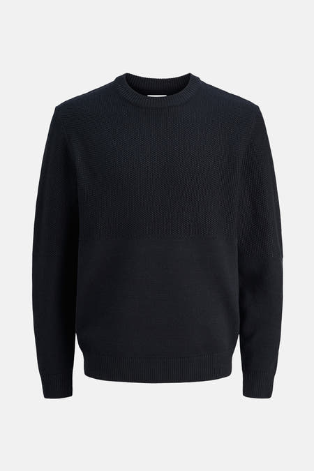 T-shirt bleu avec col rond de CORE BY JACK & JONES, en tissu finement tricoté.