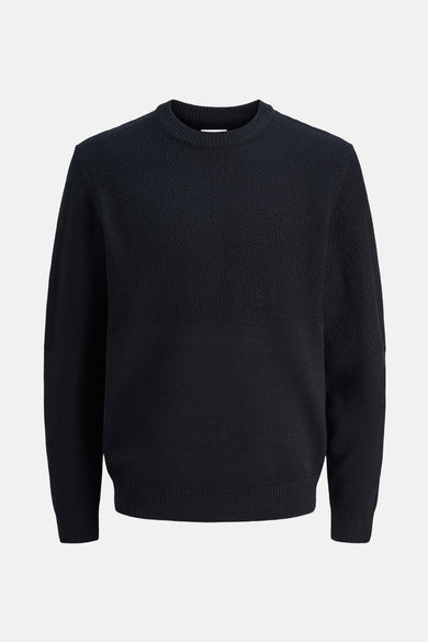 T-shirt bleu avec col rond de CORE BY JACK & JONES, en tissu finement tricoté.