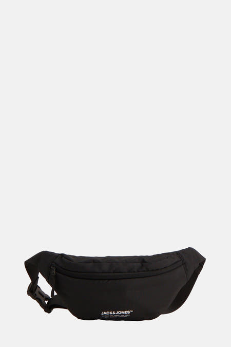 Sac à dos noir d'ACCESSORIES BY JACK & JONES, avec une sangle ajustable et un fermoir à boucle.